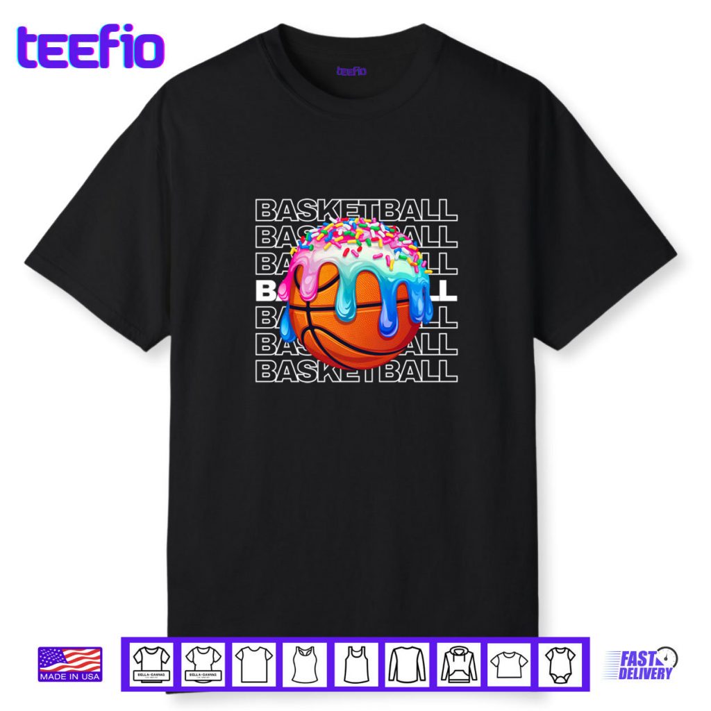 Basketball Boys Girls Sprinkles Basketball Ice Cream Drip Shirt