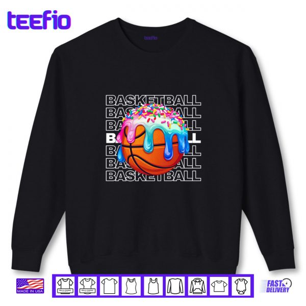 Sweatshirt Basketball Boys Girls Sprinkles Basketball Ice Cream Drip Shirt