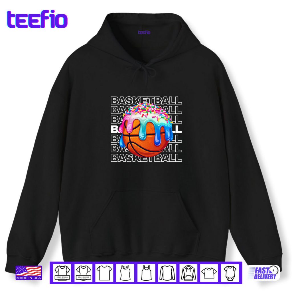 Basketball Boys Girls Sprinkles Basketball Ice Cream Drip Shirt