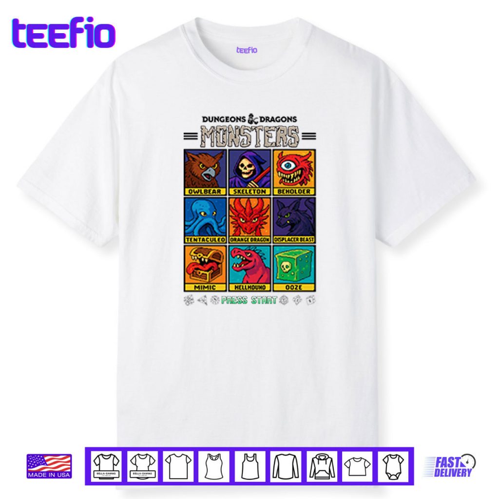 Dungeons & Dragons Wizards Of The Coast Monster Select Menu Shirt
