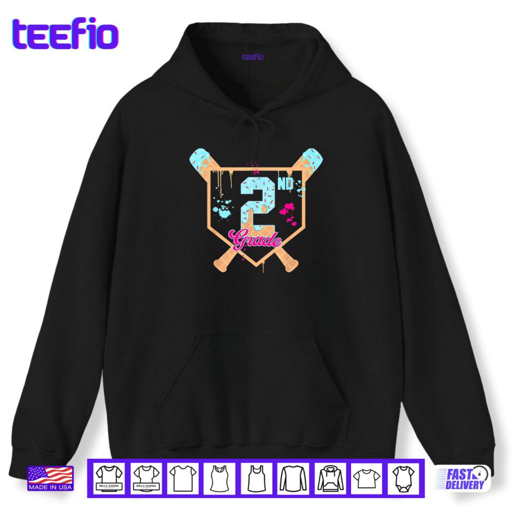 First Day of Second 2nd Grade Baseball Ice Cream Drip Boy Shirt