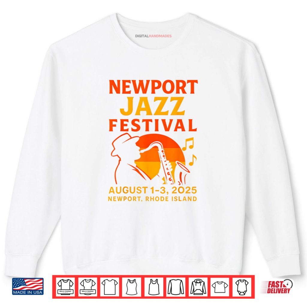 Newport Jazz Festival 2025 Sunset Saxophone Silhouette Shirt