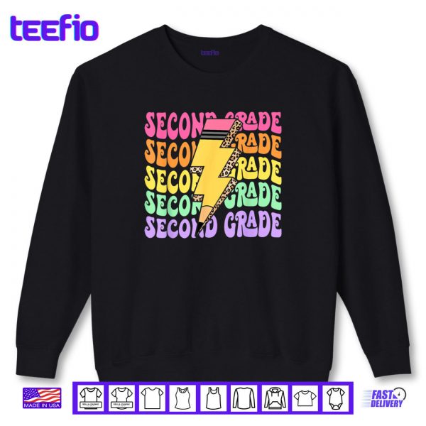 Sweatshirt Retro 2nd Grade Lightning Bolt Pencil Teacher Student Shirt