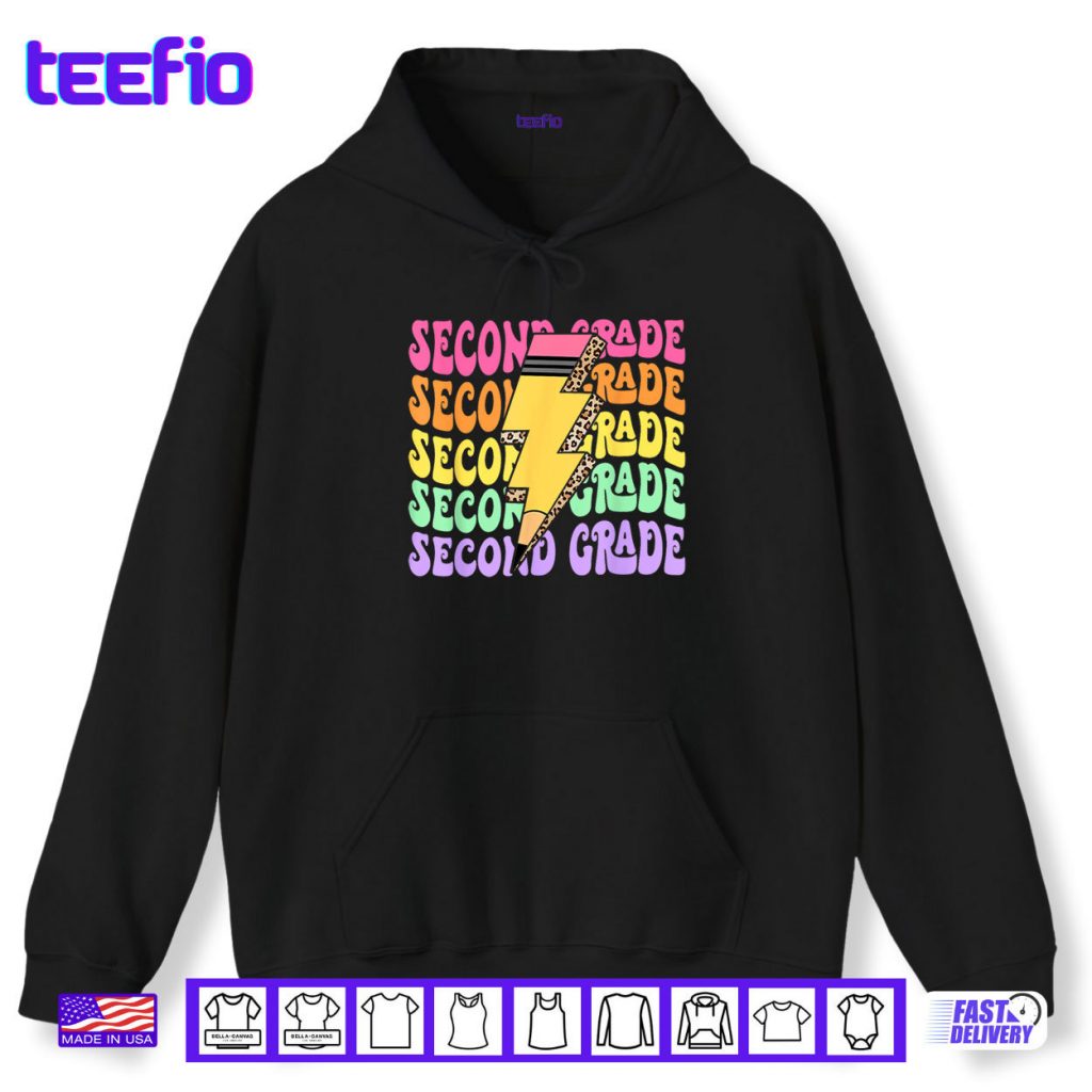 Retro 2nd Grade Lightning Bolt Pencil Teacher Student Shirt