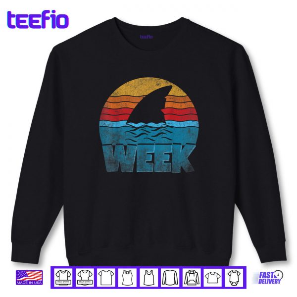 Sweatshirt Retro Shark Fin Week 2025 Shark Lover Ocean Wildlife Summer Shirt