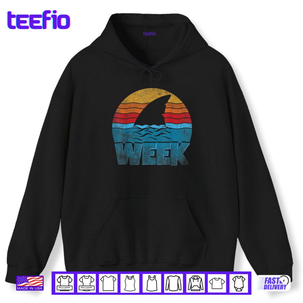 Retro Shark Fin Week 2025 Shark Lover Ocean Wildlife Summer Shirt