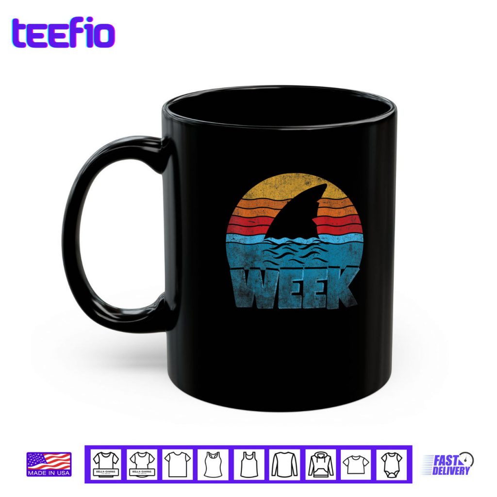 Retro Shark Fin Week 2025 Shark Lover Ocean Wildlife Summer Shirt