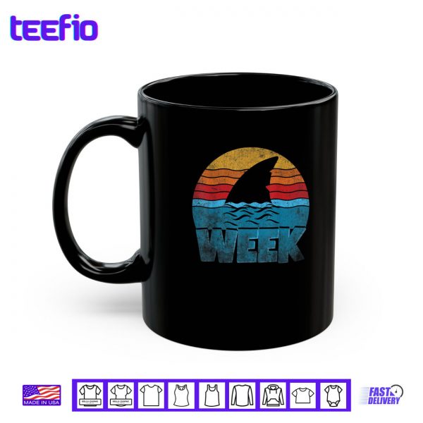 Mug Retro Shark Fin Week 2025 Shark Lover Ocean Wildlife Summer Shirt
