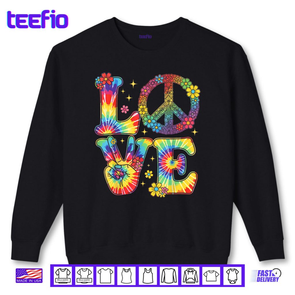 Love Peace Sign Tie Dye Hippie Shirt