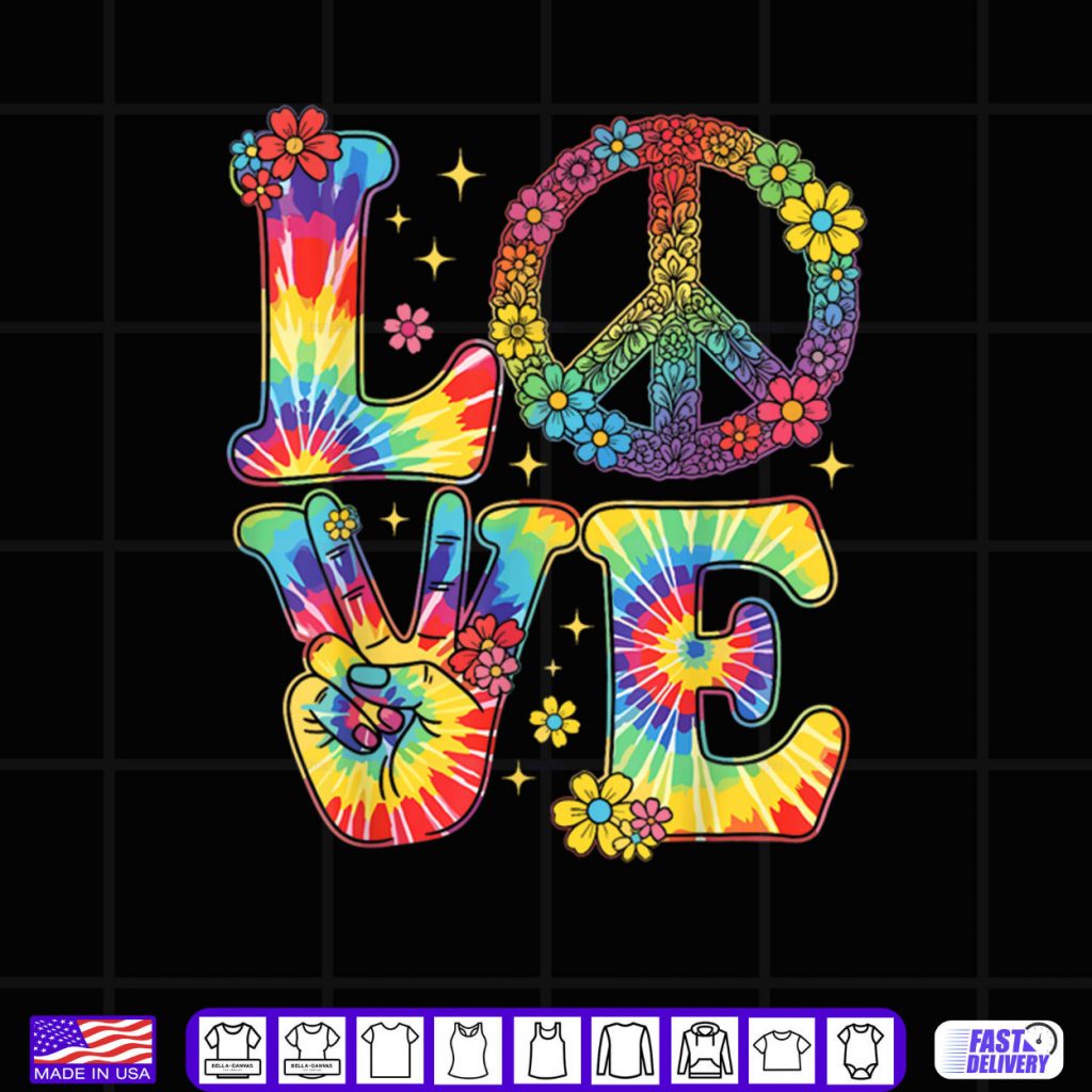 Love Peace Sign Tie Dye Hippie Shirt