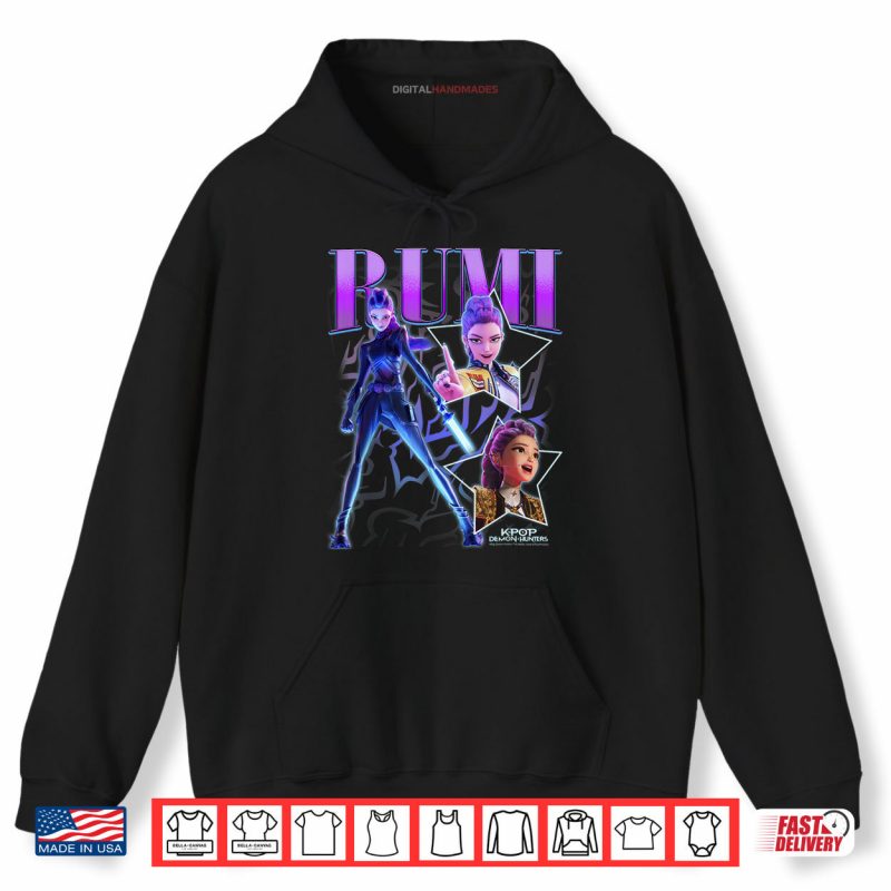 Hoodie Rumi Showcase Retro Neon Poster KPop Demon Hunter Shirt