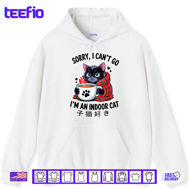 Hoodie Sorry I Cant Go Im an Indoor Cat Funny Indoor Kitten Lover Shirt