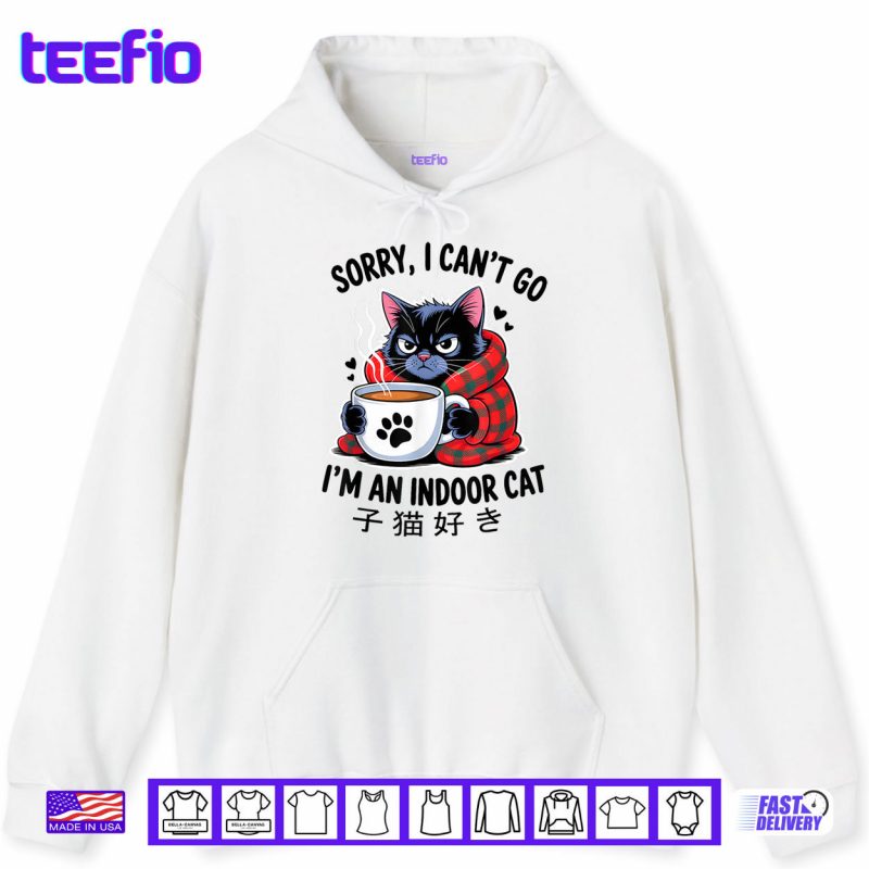 Hoodie Sorry I Cant Go Im an Indoor Cat Funny Indoor Kitten Lover Shirt