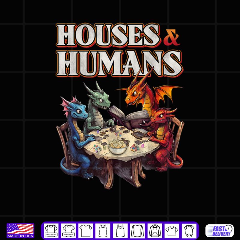 Design Gaming Houses Humans Funny RPG Parody Gamer Shirt