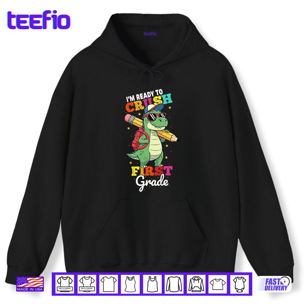 Ready to Crush First Grade Back to School Dinosaur Boys Shirt
