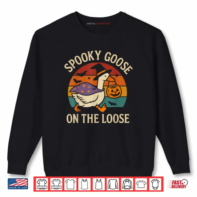 Sweatshirt Spooky Goose On The Loose Funny Halloween Retro Shirt