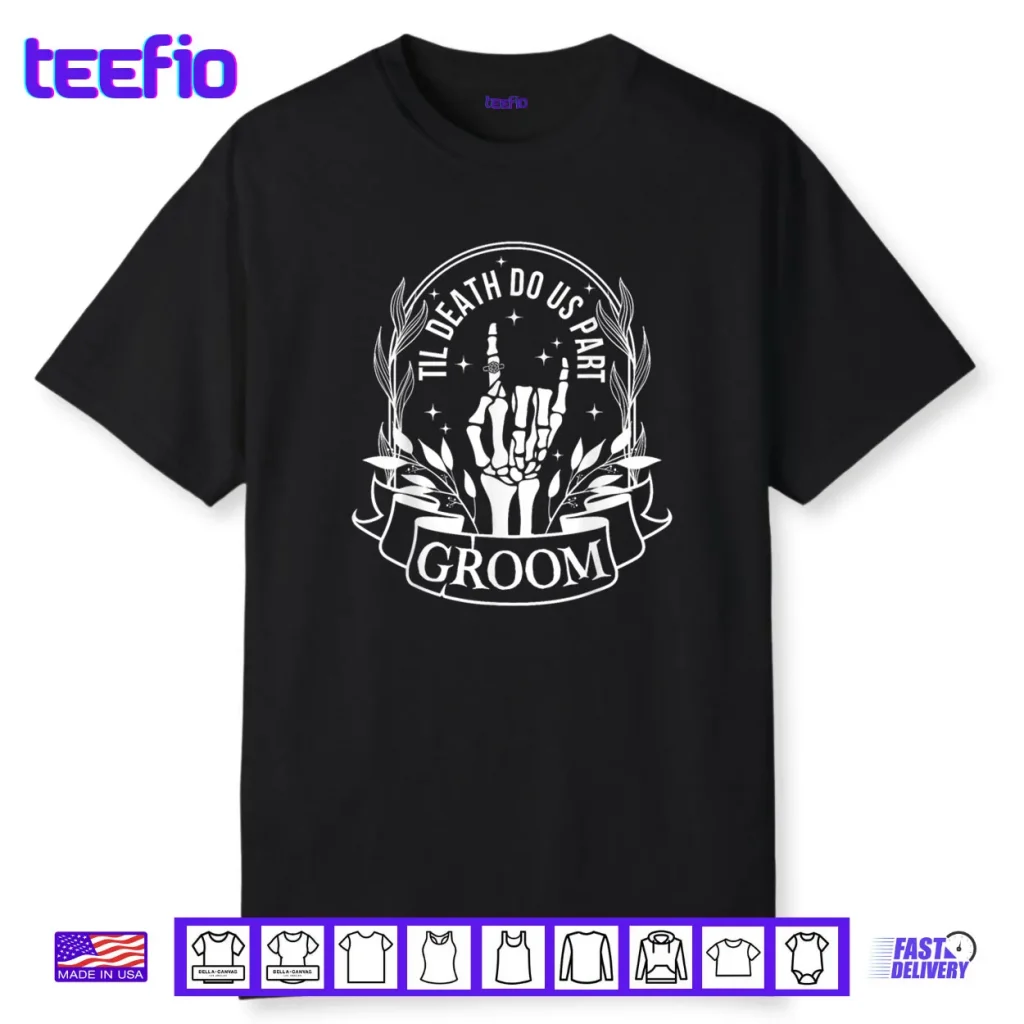 Bride Groom Skeleton Gothic Halloween Engagement Wedding Shirt