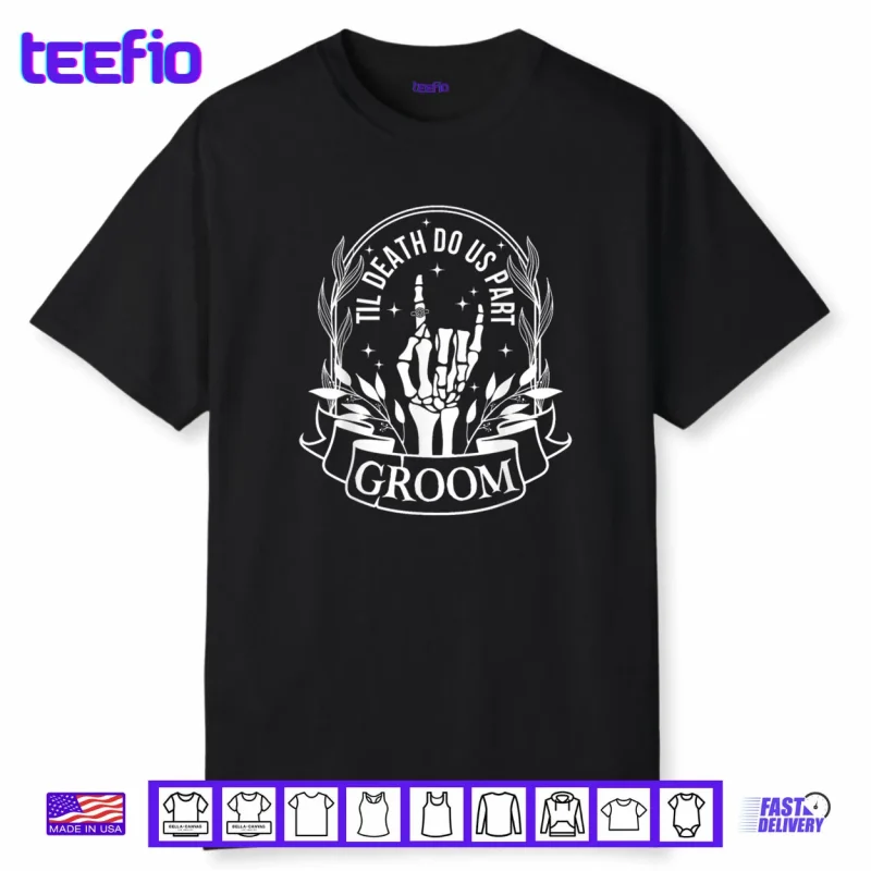 Bride Groom Skeleton Gothic Halloween Engagement Wedding Shirt