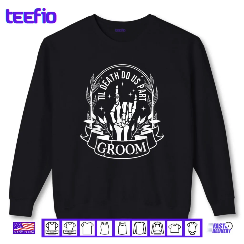 Bride Groom Skeleton Gothic Halloween Engagement Wedding Shirt