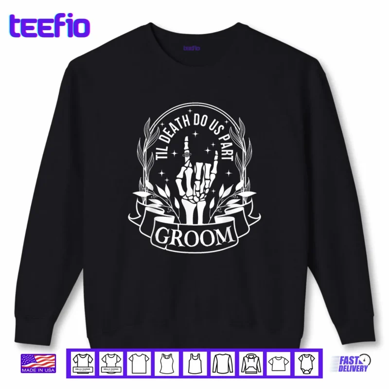 Sweatshirt Bride Groom Skeleton Gothic Halloween Engagement Wedding Shirt