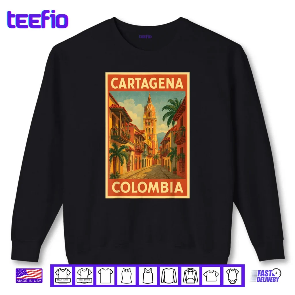 Cartagena Colombia Vintage Travel Poster Shirt