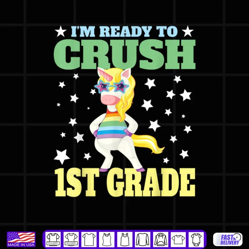 Black Design Im Ready for First Grade Back to School 1st Grade Girls Shirt