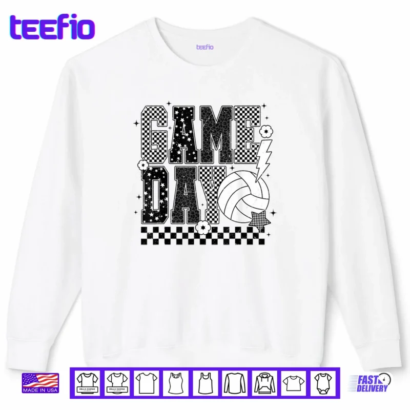 Sweatshirt Game Day Volleyball Checkered Funny Volleyball Shirt