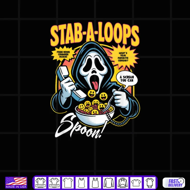 Black Design Stab A Loops Horror Cereal Box Halloween Shirt