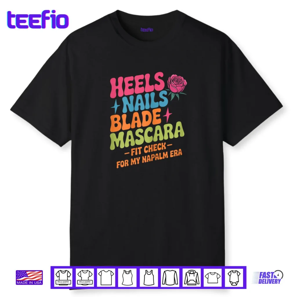 Retro Napalm Era Fit Check Heels Nails Blade Mascara Makeup Shirt