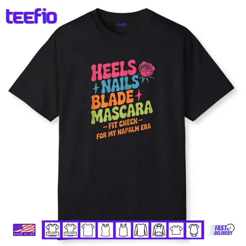Retro Napalm Era Fit Check Heels Nails Blade Mascara Makeup Shirt