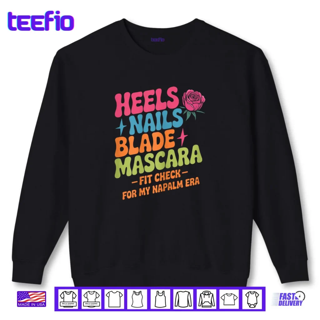 Retro Napalm Era Fit Check Heels Nails Blade Mascara Makeup Shirt