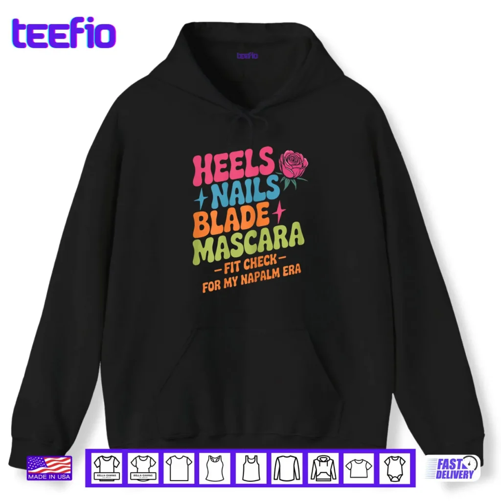 Retro Napalm Era Fit Check Heels Nails Blade Mascara Makeup Shirt