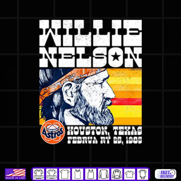 Black Design Willie Nelson Astrodome Houston Texas February 1985 Shirt