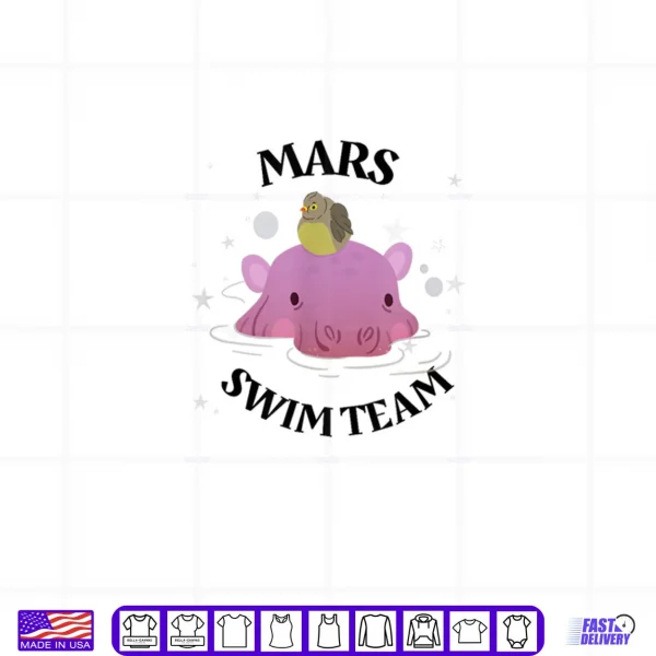 White Design Mars Swim Team Hippo Shirt