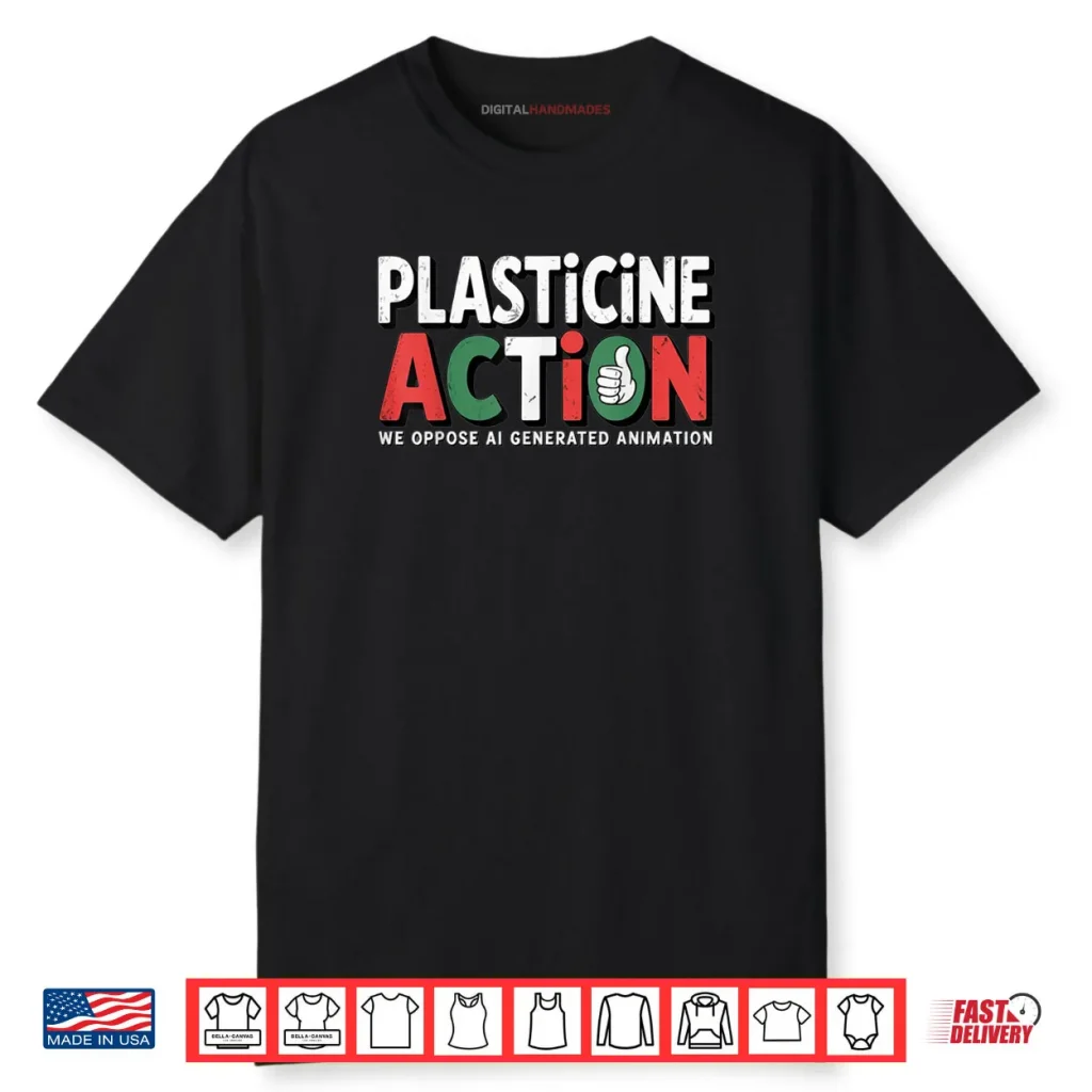 Plasticine Action We Oppose AI Generated Animation Shirt