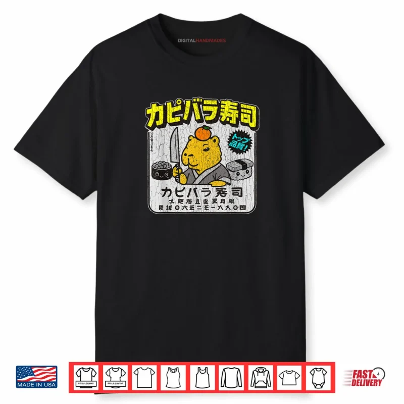 Capybara Sushi Chef Vintage Distressed Look Shirt