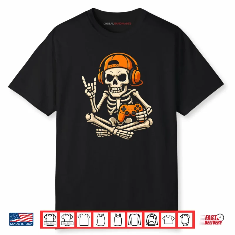 Halloween Skeleton Gamer Video Gaming Teenage Boy Grandson Shirt