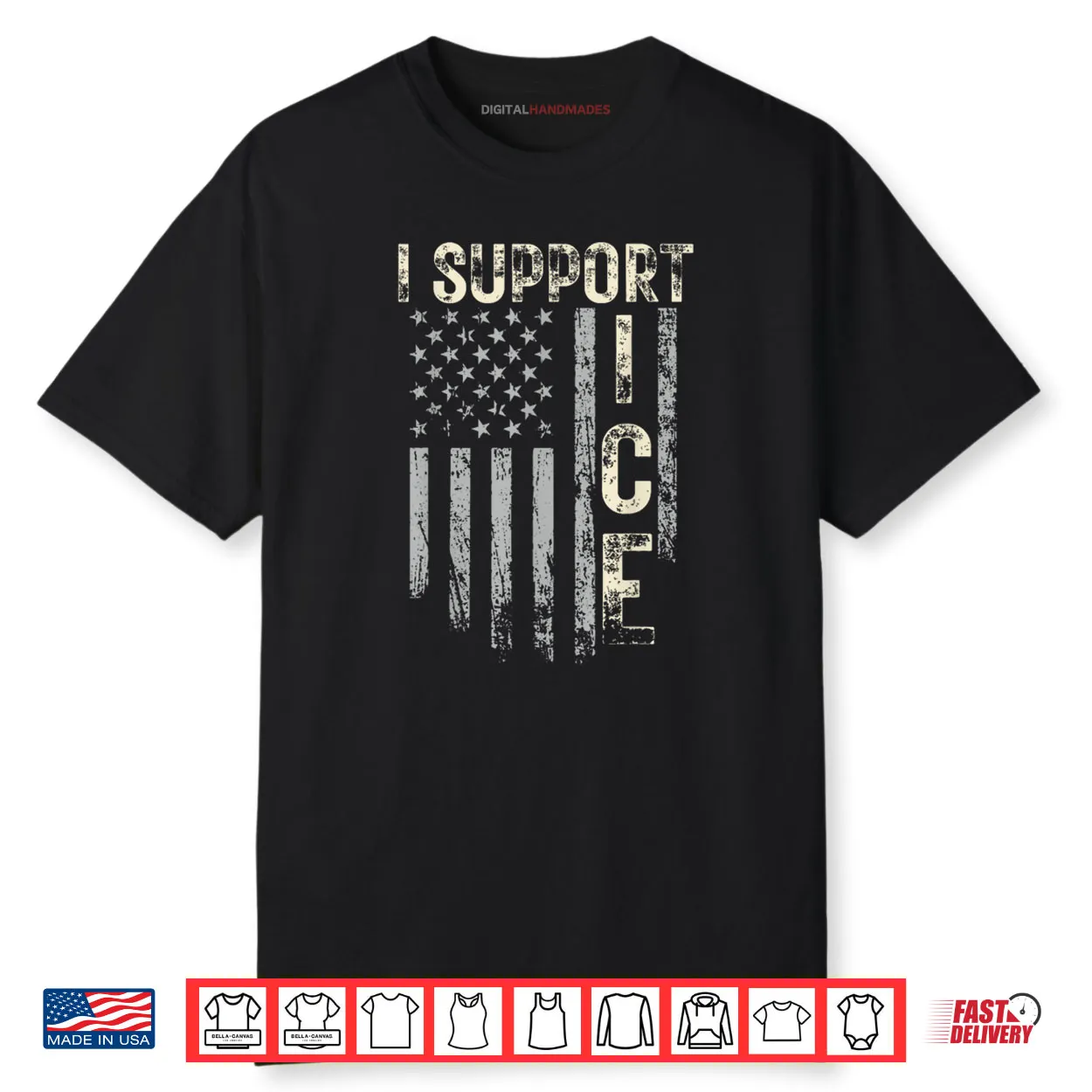 Support ICE Immigration Officers American Flag Border Patrol Shirt