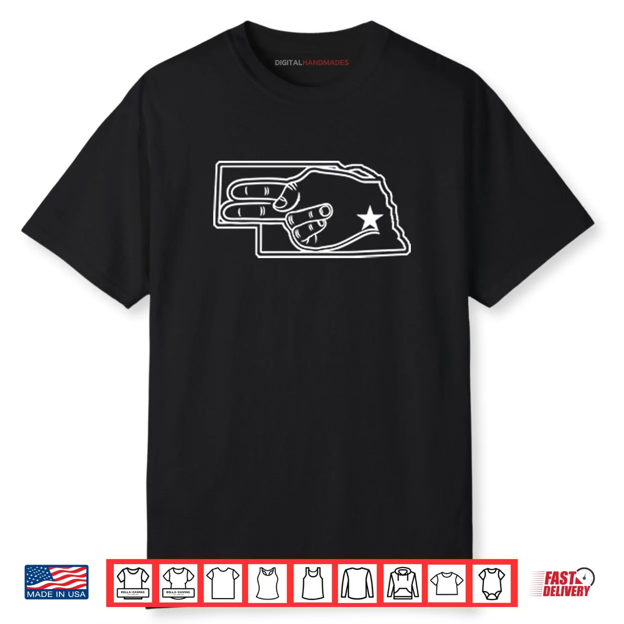 Nebraska Cornhuskers Go Big Red Hand Sign Shirt