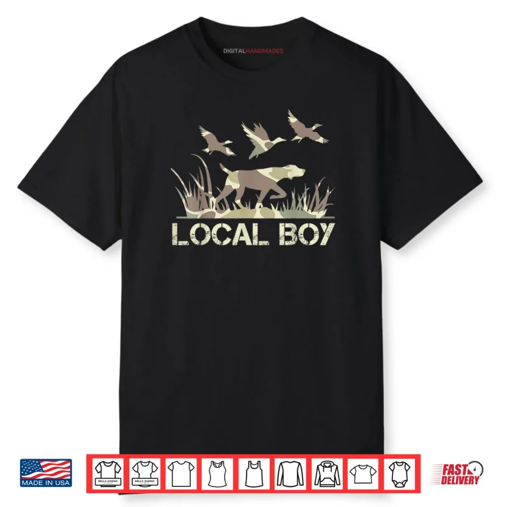 Retro Southern Boy Camouflage Hunting Dog Camo Duck Hunter Shirt