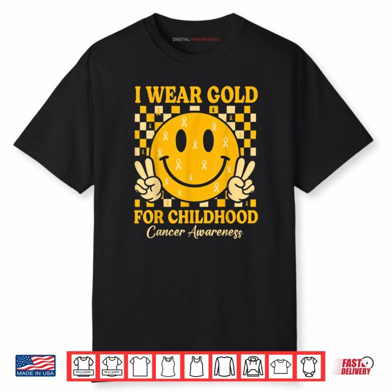 I Wear Gold for Childhood Cancer Awareness Gold Ribbon Shirt