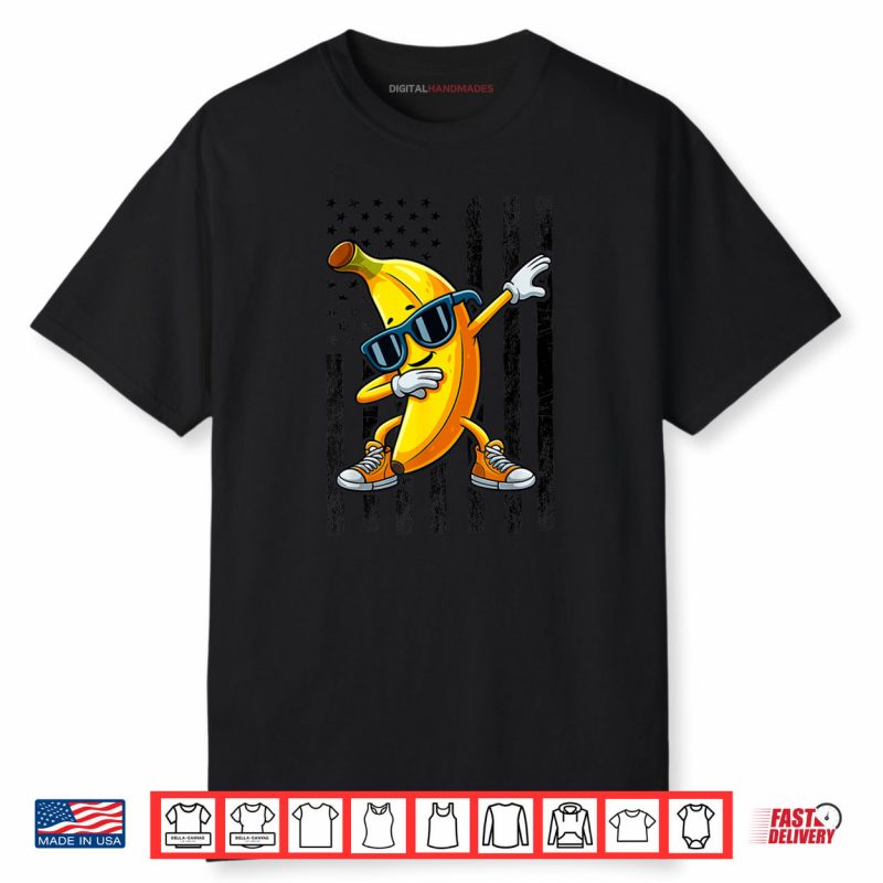 Dabbing Banana Vintage American Flag Shirt