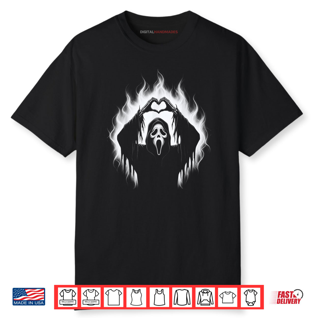 Halloween Scary Face Horror Creepy Ghost Heart Hands Spooky Shirt