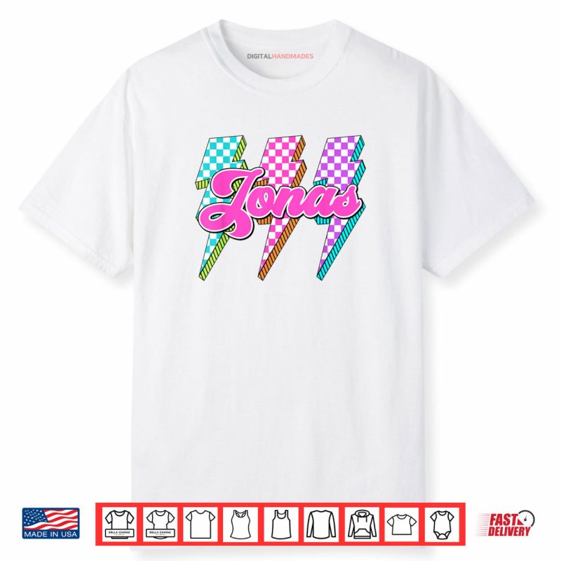 Jonas Lightning Bolt Checkered I Love Jonas 80’s Vintage Shirt