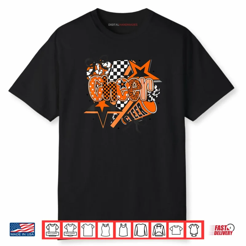 Preppy Cheer Game Day Cheer Mom Cheerleader Go Cheer Orange Shirt
