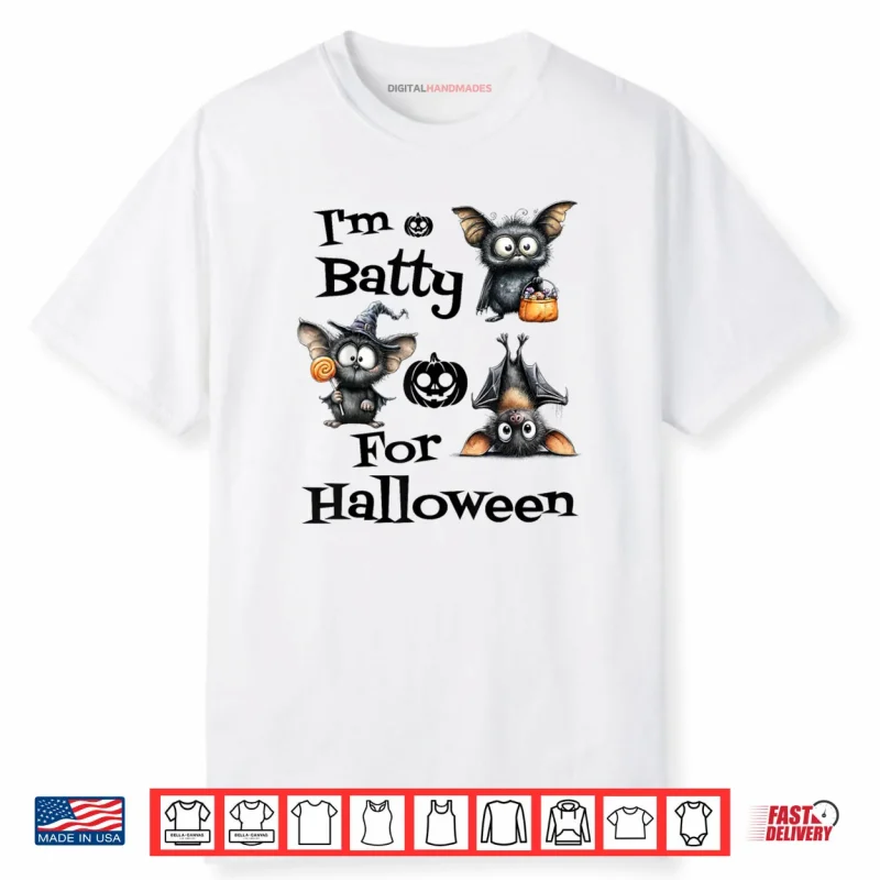 Cute Spooky Bat Halloween Trick or Treat Funny Shirt