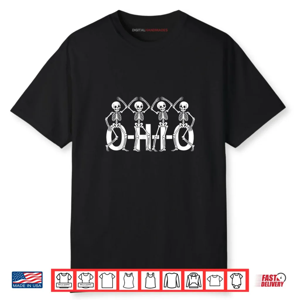 Funny O H I O State Skeleton Ohio Halloween Shirt