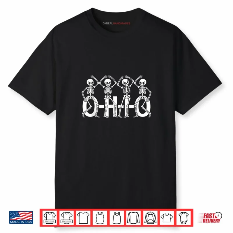 Funny O H I O State Skeleton Ohio Halloween Shirt