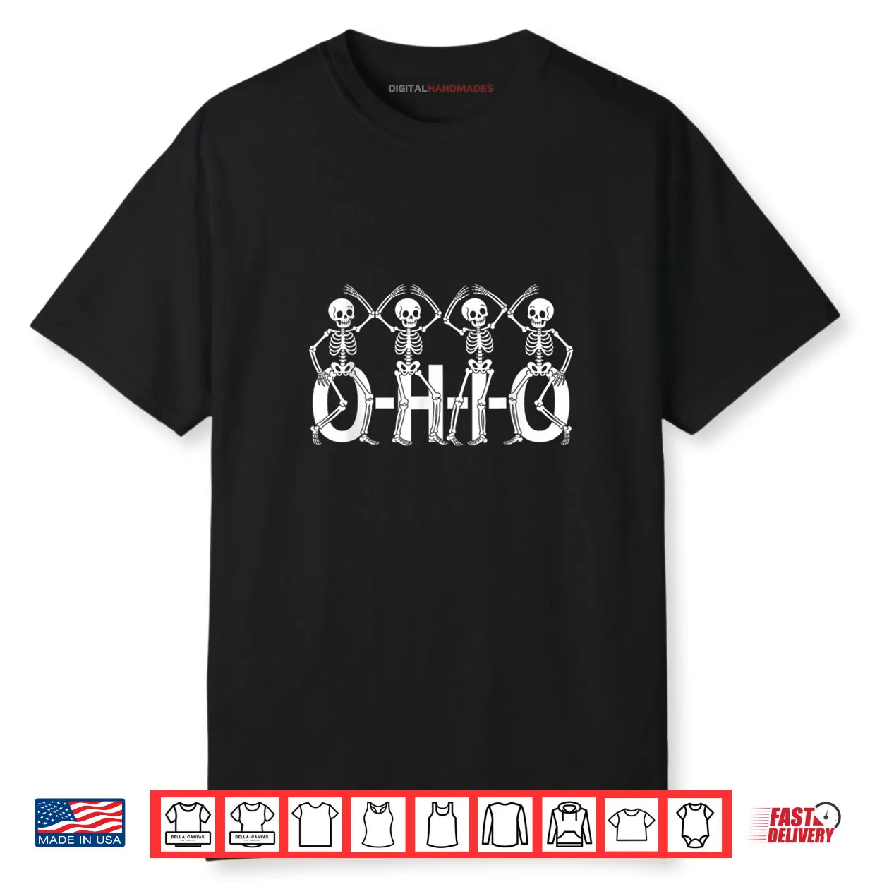 Funny O H I O State Skeleton Ohio Halloween Shirt