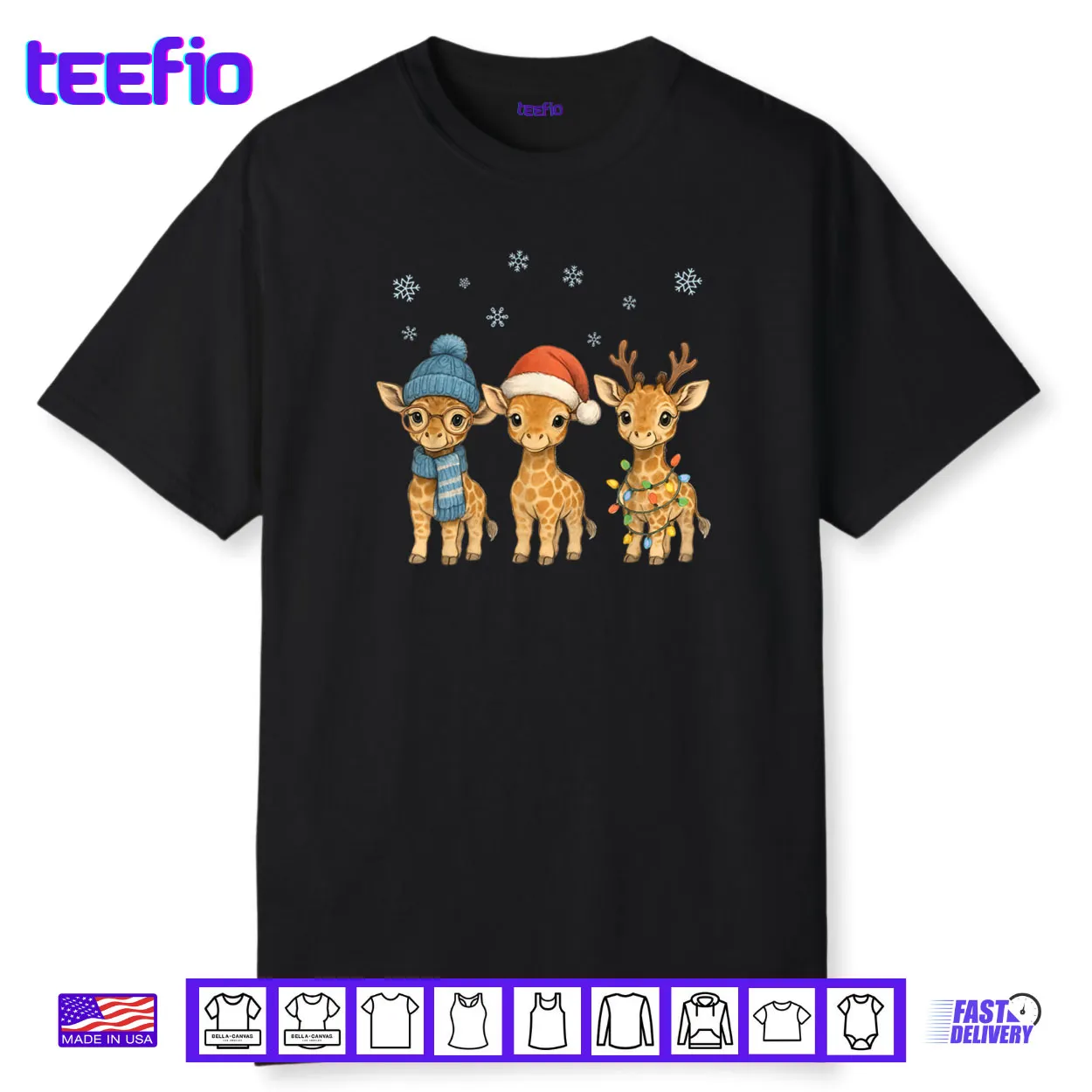 Baby Giraffe Christmas Lights Santa Hat Reindeer Shirt Baby Giraffe Christmas Lights Santa Hat Reindeer Shirt